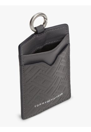 Tarjetero Gris Modern De Cuero Con Motivo De Logos Tommy Hilfiger