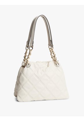 Bolso Beige Tote Acolchado Con Monograma TH Tommy Hilfiger