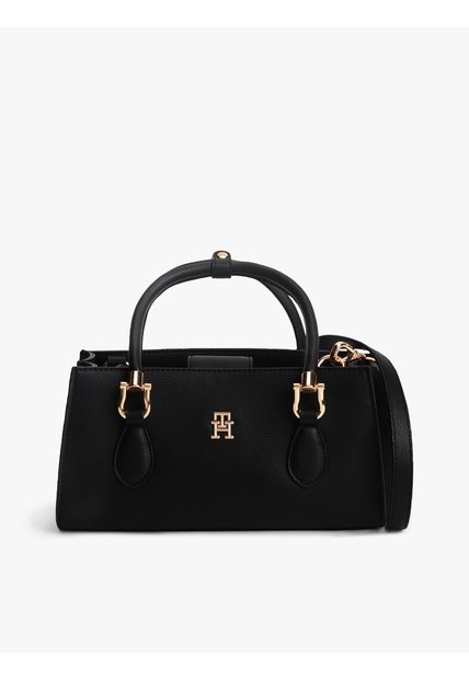 Bolso Negro Mini Satchel Con Insingia TH Tommy Hilfiger