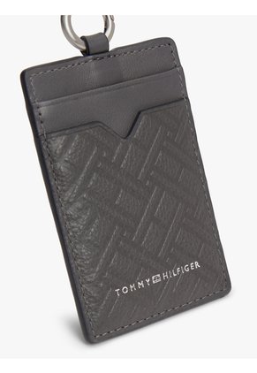 Tarjetero Gris Modern De Cuero Con Motivo De Logos Tommy Hilfiger