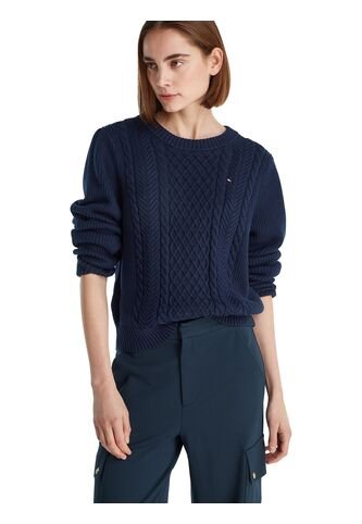 Saco Azul Tejido De Cuello Redondo Con Logo Tommy Hilfiger Tommy Hilfiger