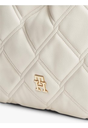 Bolso Beige Tote Acolchado Con Monograma TH Tommy Hilfiger