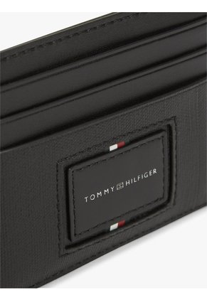 Tarjetero Negro De Cuero Granulada Tommy Hilfiger