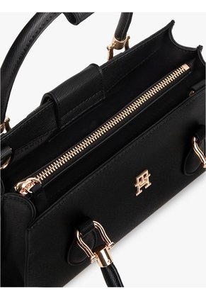 Bolso Negro Mini Satchel Con Insingia TH Tommy Hilfiger