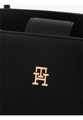 Bolso Negro Mini Satchel Con Insingia TH Tommy Hilfiger