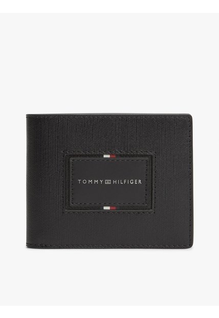 Billetera Negra De Cuero Plegable Tommy Hilfiger