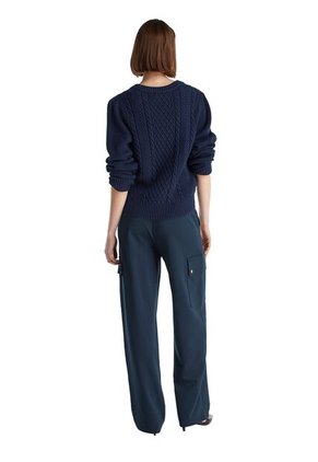 Saco Azul Tejido De Cuello Redondo Con Logo Tommy Hilfiger