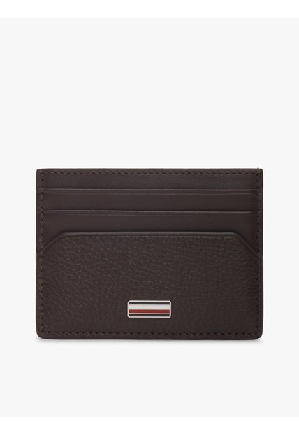 Tarjetero Marrón De Cuero Con Insignia Distintiva Tommy Hilfiger