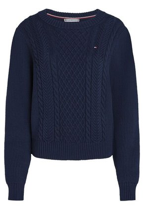Saco Azul Tejido De Cuello Redondo Con Logo Tommy Hilfiger