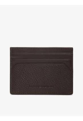 Tarjetero Marrón De Cuero Con Insignia Distintiva Tommy Hilfiger