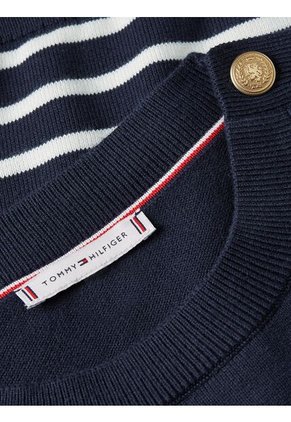 Saco Azul Oscuro De Cuello Redondo Con Botones Dorados Tommy Hilfiger