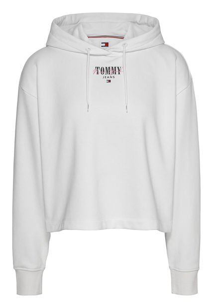 Buzo Blanco Con Gorro Y Logo Tommy Jeans