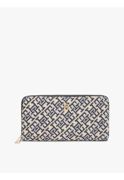 Billetera Azul TH Icon Con Diseño De Patrón De Monograma Jacquard Tommy Hilfiger