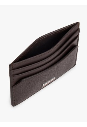 Tarjetero Marrón De Cuero Con Insignia Distintiva Tommy Hilfiger