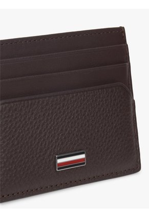 Tarjetero Marrón De Cuero Con Insignia Distintiva Tommy Hilfiger