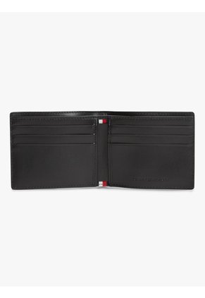 Billetera Negra De Cuero Plegable Tommy Hilfiger