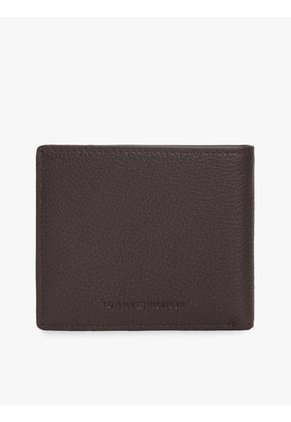 Billetera Marrón Plegable De Cuero Con Insignia Distintiva Tommy Hilfiger