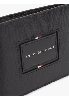 Billetera Negra De Cuero Plegable Tommy Hilfiger