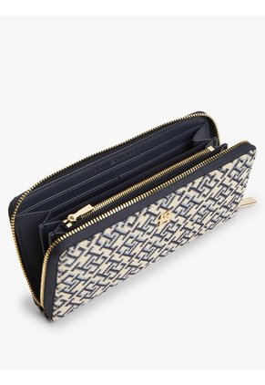 Billetera Azul TH Icon Con Diseño De Patrón De Monograma Jacquard Tommy Hilfiger