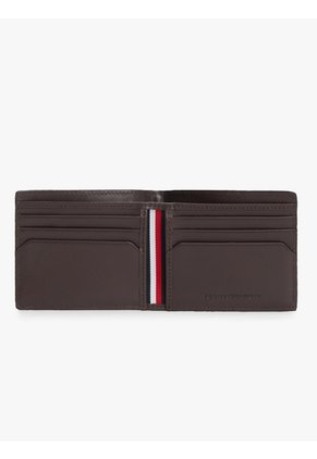 Billetera Marrón Plegable De Cuero Con Insignia Distintiva Tommy Hilfiger