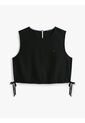 Blusa Negra Sin Mangas Con Lazada En Mezcla De Lino Tommy Jeans de Tommy Hilfiger