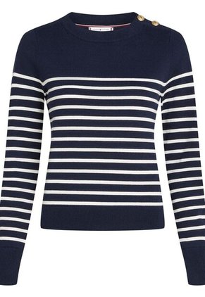 Saco Azul Oscuro De Cuello Redondo Con Botones Dorados Tommy Hilfiger