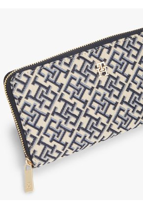 Billetera Azul TH Icon Con Diseño De Patrón De Monograma Jacquard Tommy Hilfiger