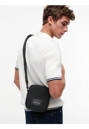 Bolso Negro Cruzado Foundation Con Logo Engomado Tommy Hilfiger