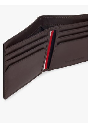 Billetera Marrón Plegable De Cuero Con Insignia Distintiva Tommy Hilfiger