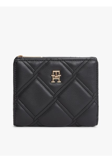 Billetera Negra Plegable Acolchada Con Monograma TH Tommy Hilfiger