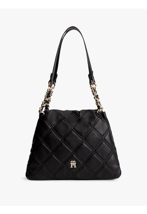Bolso Negro Tote Acolchado Con Monograma TH Tommy Hilfiger