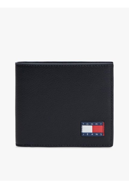Billetera Negra Heritage De Cuero Tommy Hilfiger