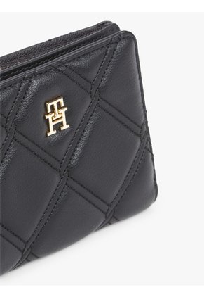 Billetera Negra Plegable Acolchada Con Monograma TH Tommy Hilfiger
