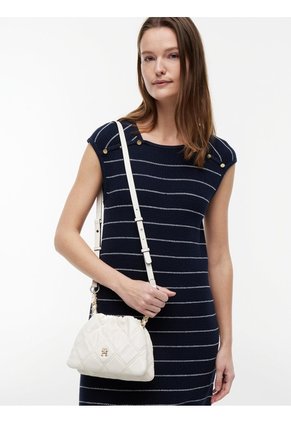 Bolso Beige Mensajero Acolchado Con Cadena Y Monograma Tommy Hilfiger