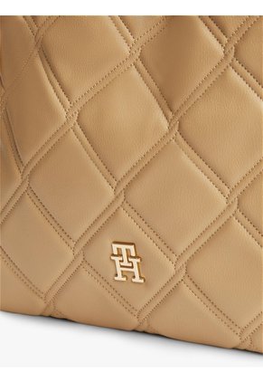Bolso Beige Tote Acolchado Con Monograma TH Tommy Hilfiger
