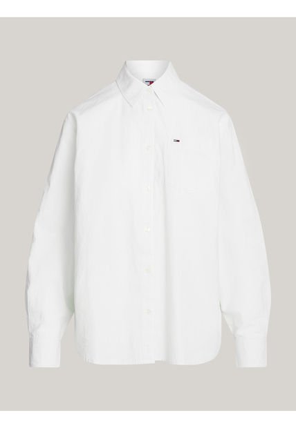 Camisa Blanca De Rayas Y Corte Holgado Tommy Jeans