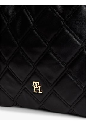 Bolso Negro Tote Acolchado Con Monograma TH Tommy Hilfiger
