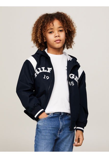 Chaqueta Niño Azul Bomber 1985 Con Monotipo Hilfiger Tommy Hilfiger