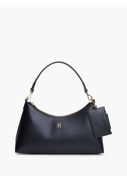Bolso Negro De Hombro Tommy Icons Granulado Tommy Hilfiger