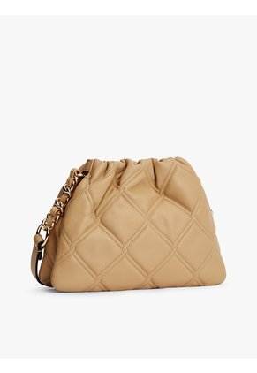Bolso Beige Mensajero Acolchado Con Cadena Y Monograma Tommy Hilfiger