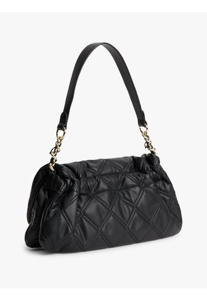 Bolso Negro De Hombro Acolchado Con Monograma TH Tommy Hilfiger