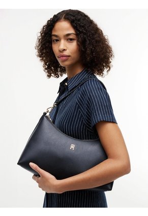 Bolso Negro De Hombro Tommy Icons Granulado Tommy Hilfiger