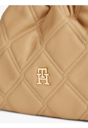 Bolso Beige Mensajero Acolchado Con Cadena Y Monograma Tommy Hilfiger