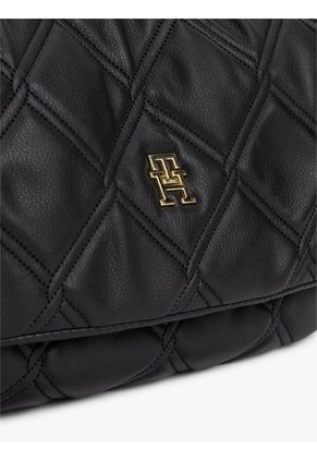 Bolso Negro De Hombro Acolchado Con Monograma TH Tommy Hilfiger