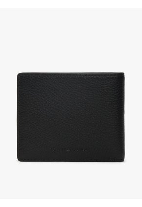 Billetera Negra Plegable De Cuero Con Insignia Distintiva Tommy Hilfiger