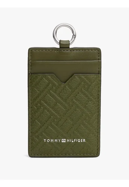 Tarjetero Verde Modern De Cuero Con Motivo De Logos Tommy Hilfiger