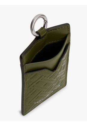 Tarjetero Verde Modern De Cuero Con Motivo De Logos Tommy Hilfiger