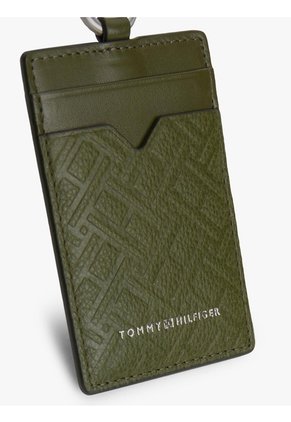 Tarjetero Verde Modern De Cuero Con Motivo De Logos Tommy Hilfiger