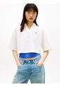Camisa Blanca Amplia De Manga Corta Y Tapeta Abierta Tommy Jeans de Tommy Hilfiger