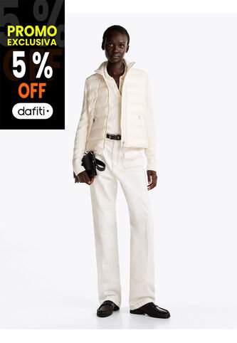Chaqueta Blanca De Plumón Con Mangas A Contraste Tommy Hilfiger